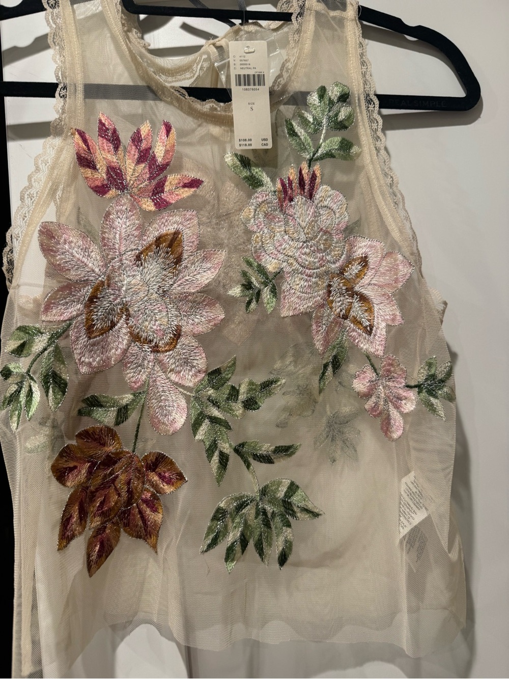 Anthropologie Mesh Floral Top